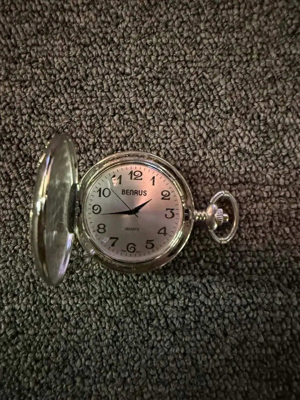 Benrus Quartz Pocket Watch with Embossed Deer Scene Cover